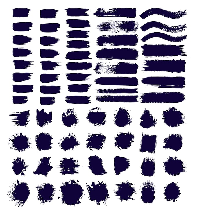 Vector colección de trazos de pincel