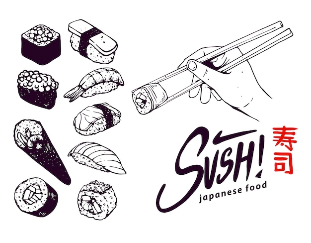 Vector comida japonesa (sushi)
