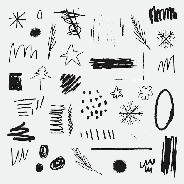 Vector conjunto de elementos de doodle de navidad