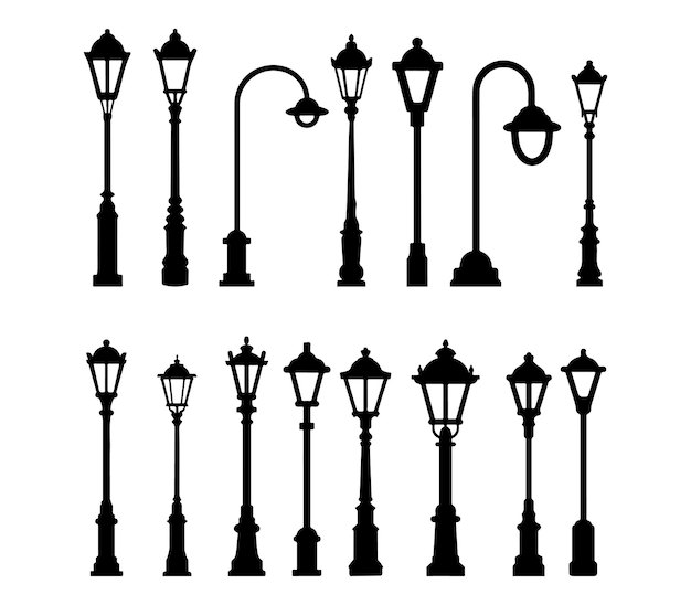 Vector conjunto de farolas vectoriales