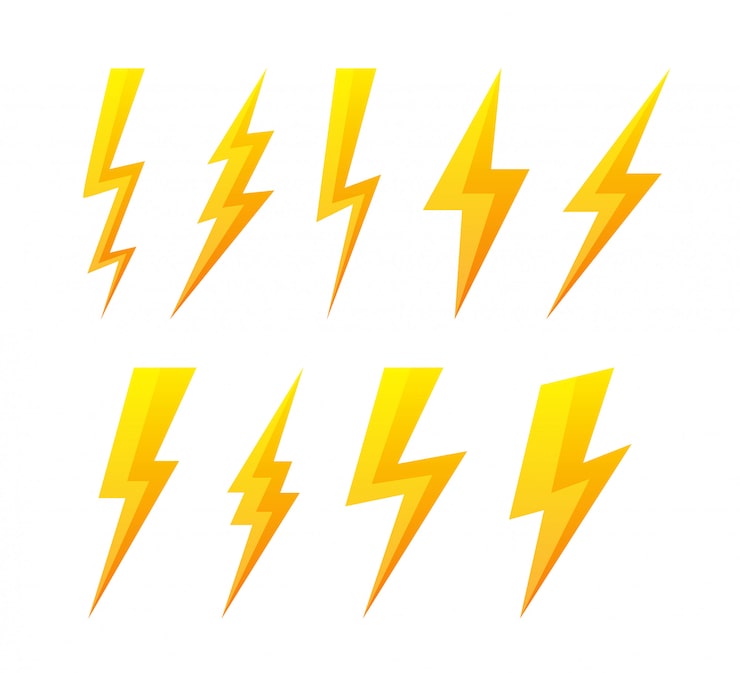 Vector conjunto de iconos planos de rayo