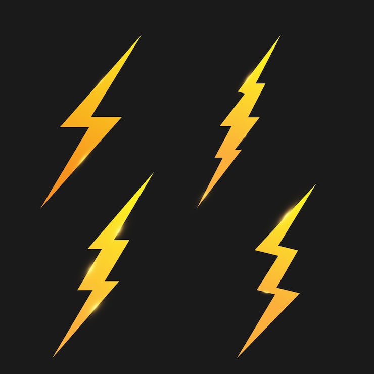 Vector conjunto de iconos de relámpago.