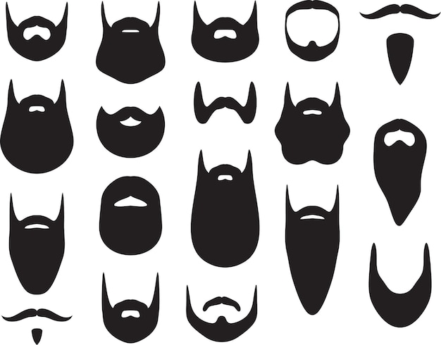 Vector conjunto de siluetas de barba