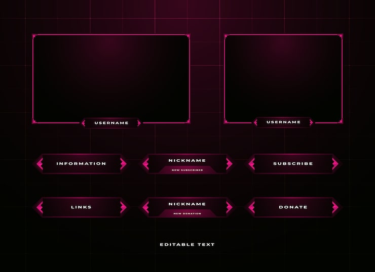 Vector conjunto de superposición de panel de streamer de twitch