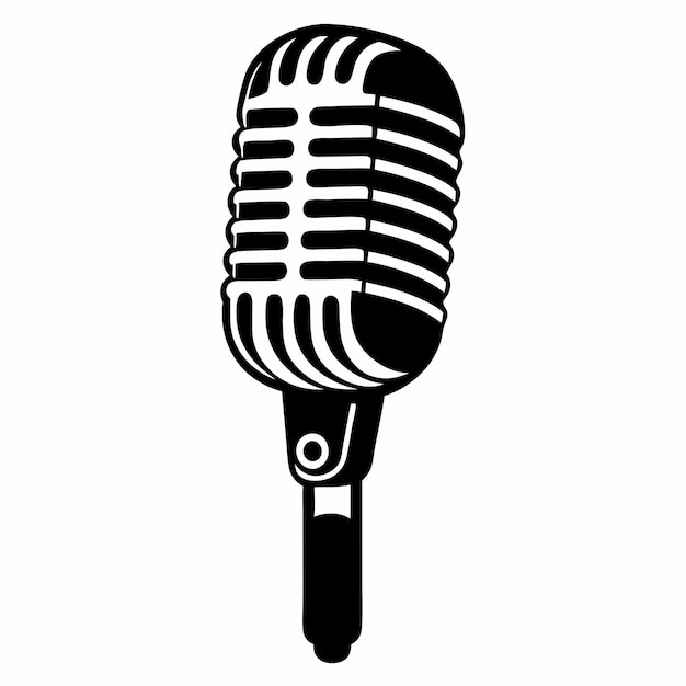 Vector un dibujo en blanco y negro de un micrófono con la palabra en él
