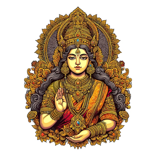 Vector la diosa hindú lakshmi vector icono de la prosperidad