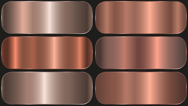 Vector diseño de color de gradiente de bronce vector paleta de gradiente metálico de bronce