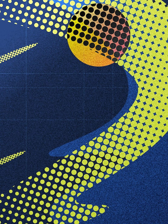 Vector diseño de portada o cartel deportivo abstracto con semitonos y formas de onda en verde y azul