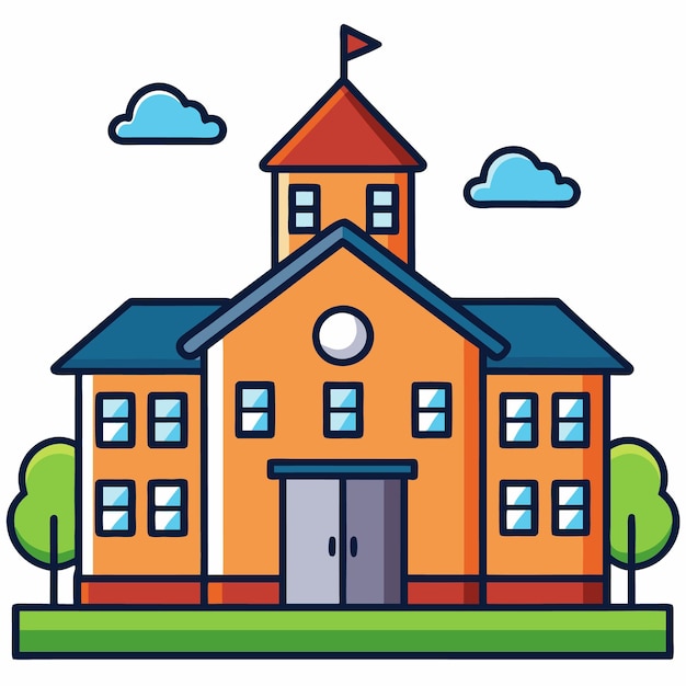 Vector edificio de la escuela ilustración del icono vectorial