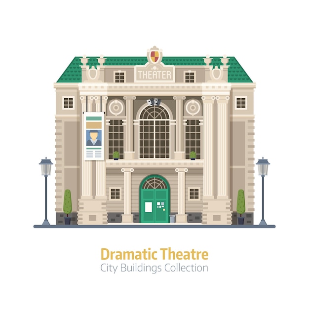 Vector edificio de teatro dramático