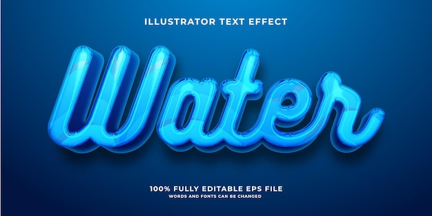 Vector efecto de texto 3d editable de agua azul