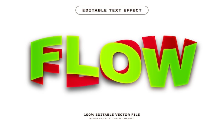 Vector efecto de texto 3d editable con flujo ondulado. estilo de fuente editable