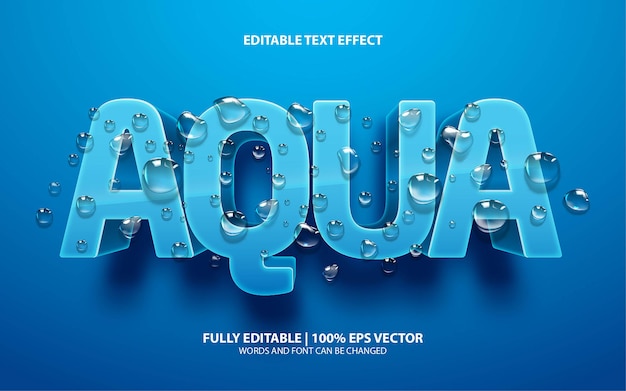 Vector efecto de texto aqua editable