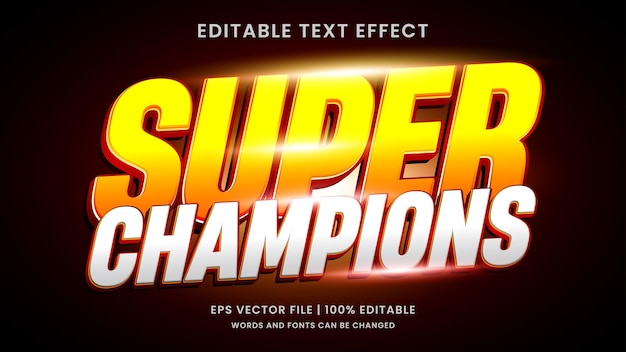 Vector efecto de texto editable de los súper campeones