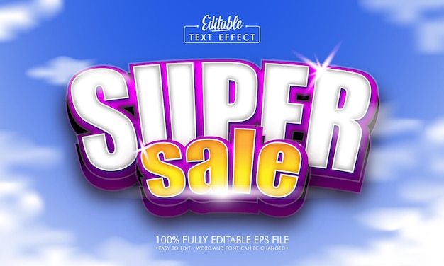 Vector efecto de texto editable de súper venta