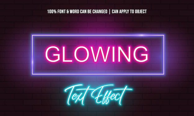 Vector efecto de texto de luz de neón editable