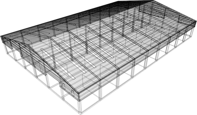 Vector un esquema de un edificio con un marco de acero y las palabras 'el número 1' en él