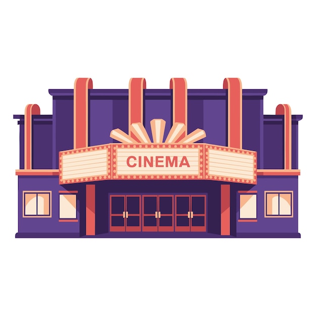 Vector fachada exterior de un edificio de cine clásico retro