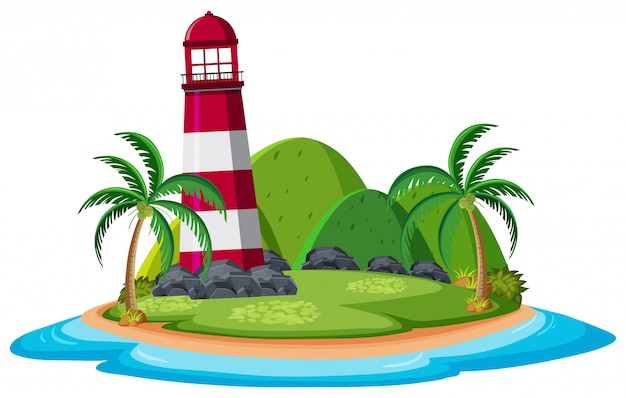 Vector faro en la isla