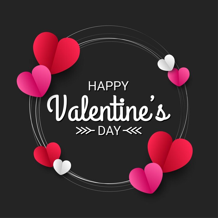 Vector feliz día de san valentín estilo de corte de papel con forma de corazón colorido