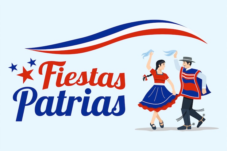 Vector fiestas patrias - celebración del día de la independencia de chile frase en español.