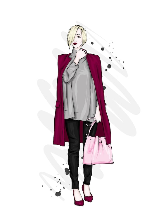 Vector hermosa chica en un abrigo
