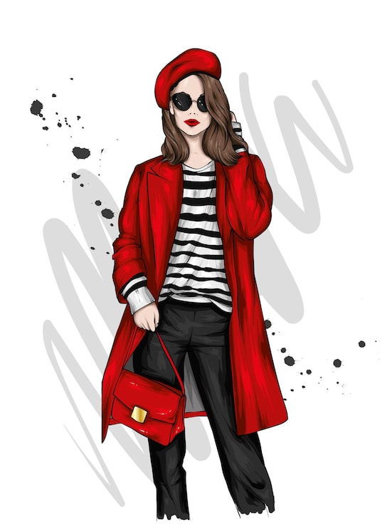 Vector hermosa chica de moda ropa elegante