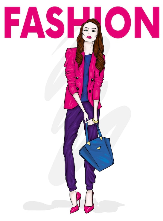 Vector hermosa chica con ropa elegante, moda y estilo.