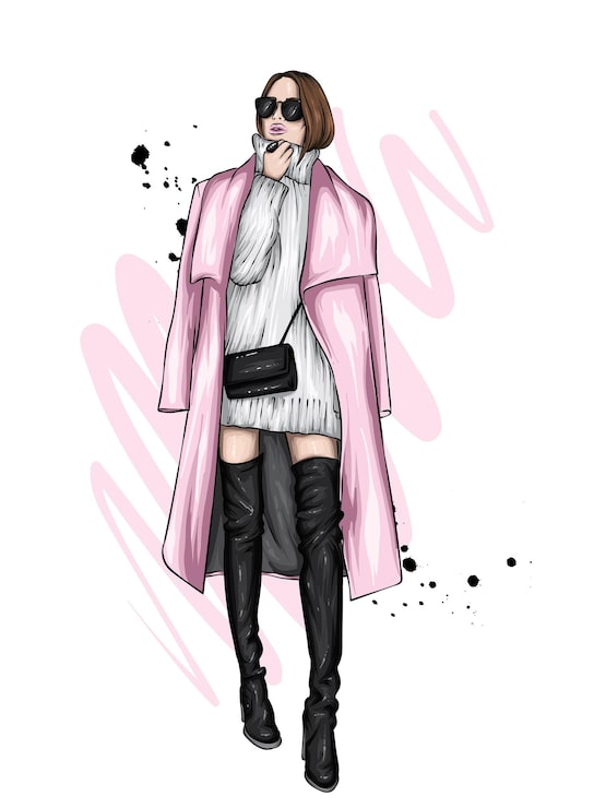 Vector hermosa chica en ropa elegante