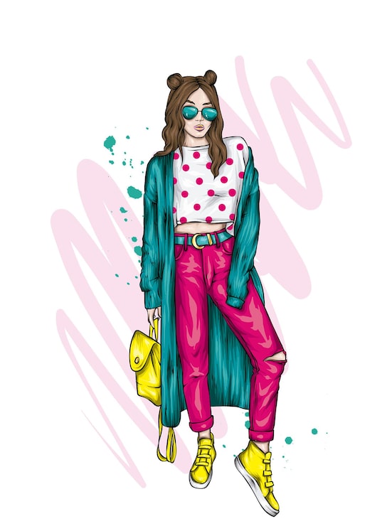 Vector hermosa chica en ropa elegante