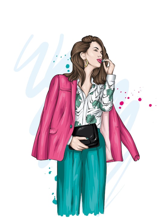 Vector hermosa chica en ropa elegante