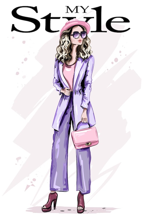 Vector hermosa mujer joven en ropa de moda