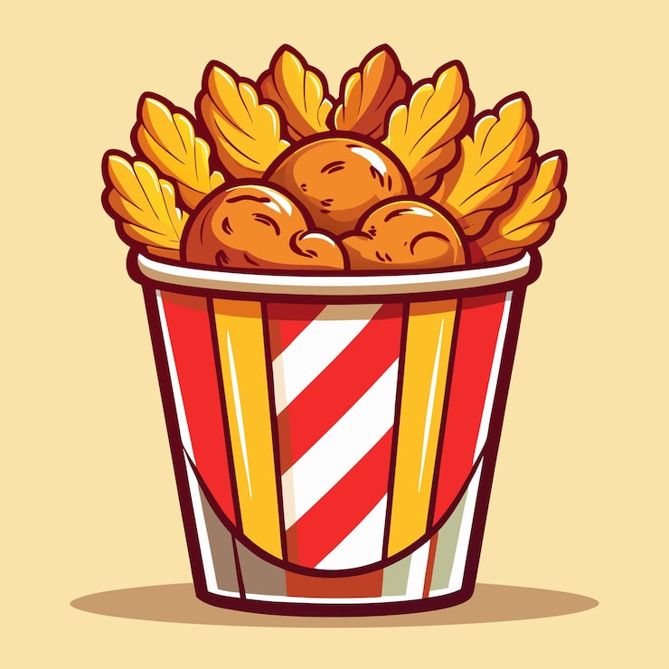Vector el icono del ala de pollo en el cubo