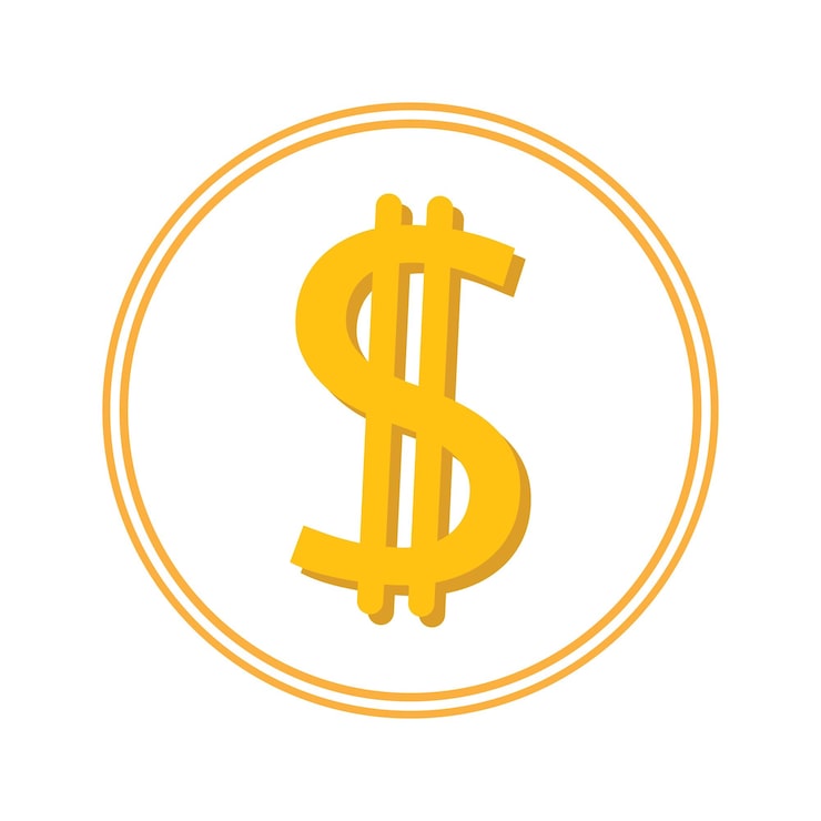Vector icono dolar gold en un vector de fondo blanco