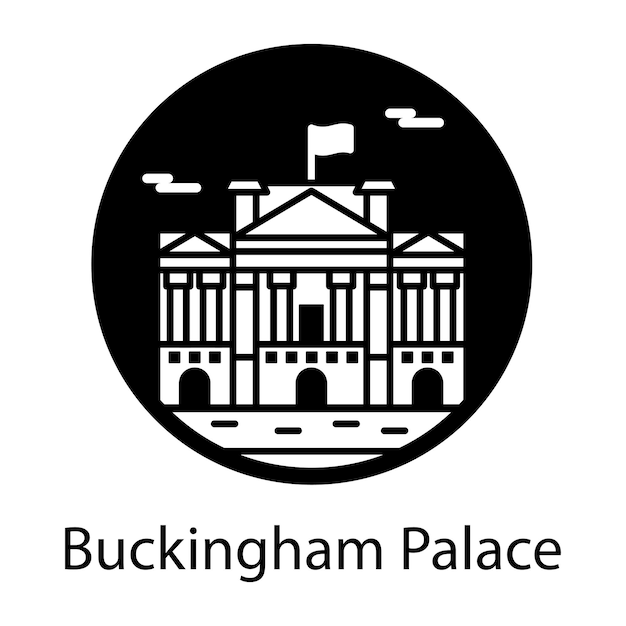 Vector un ícono de estilo glifo del palacio de buckingham