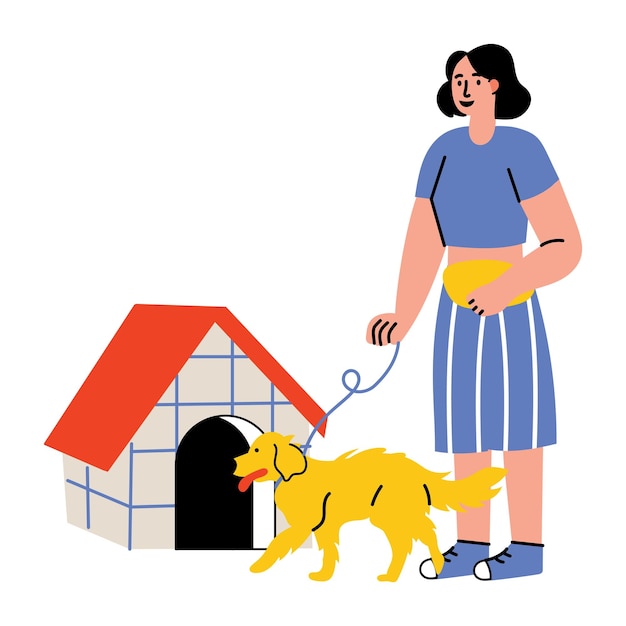 Vector ilustración de estilo plano que representa una caseta de perro