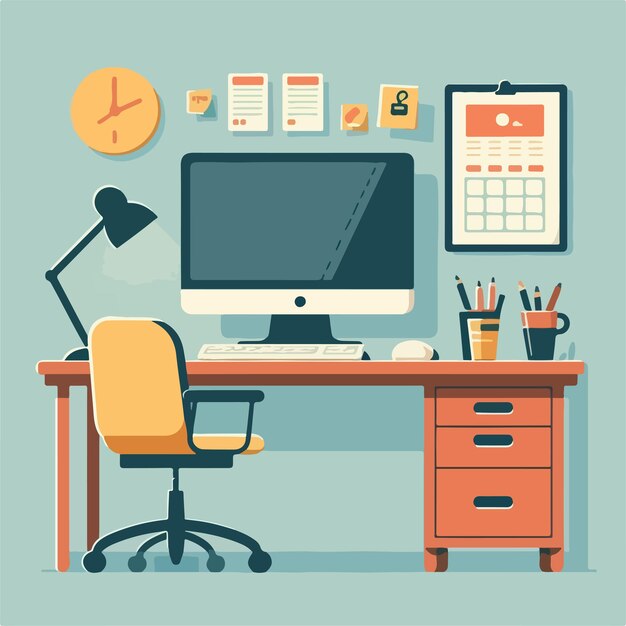 Vector imagen vectorial del escritorio de la computadora