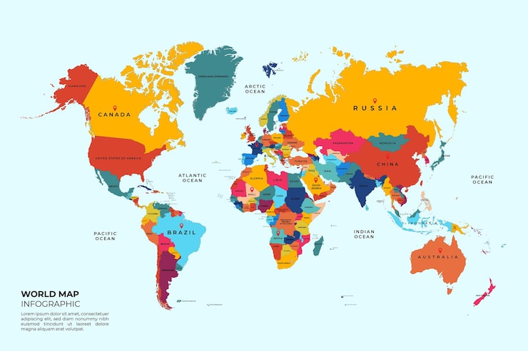 Vector infografía de mapa del mundo