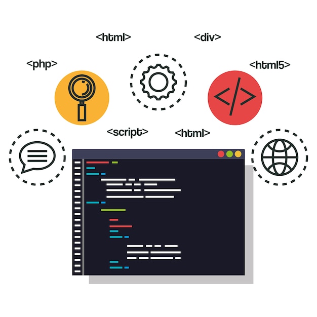 Vector los lenguajes de programación establecen iconos
