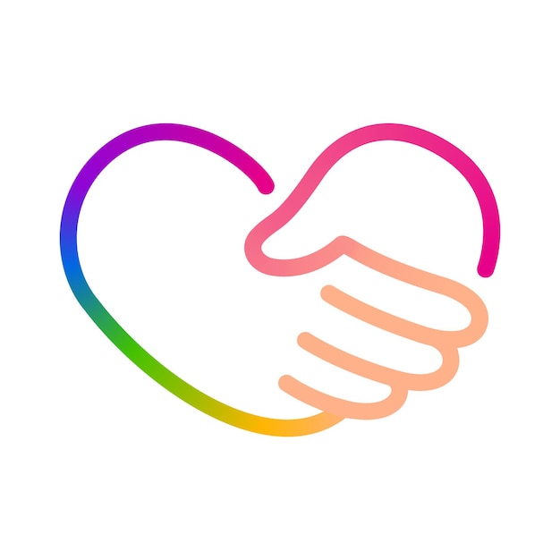 Vector logotipo de mano con corazón
