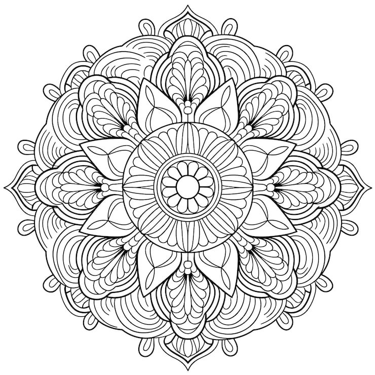 Vector un mandala blanco y negro con un diseño que dice "mandalas"