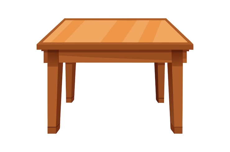 Vector mesa de madera sobre fondo blanco