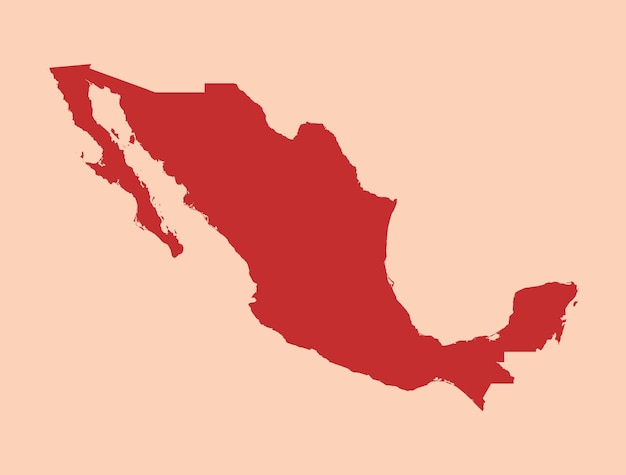 Vector méxico simple mapa plano rojo
