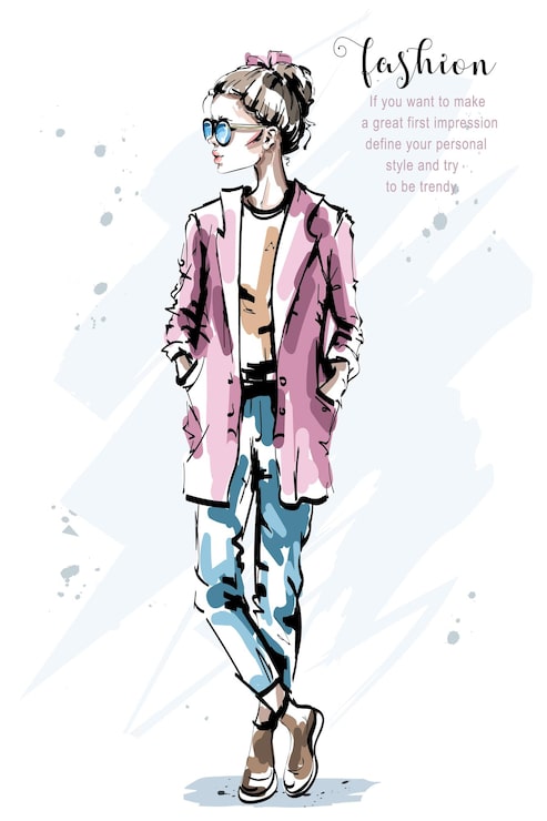 Vector mirada de mujer de moda.