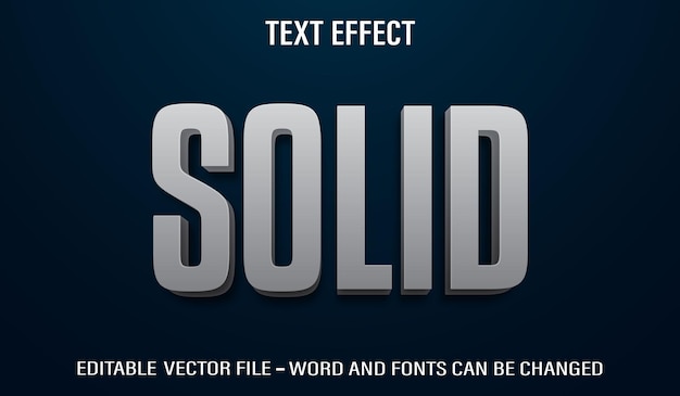 Vector modelo de estilo solid silver con efecto de texto 3d editable