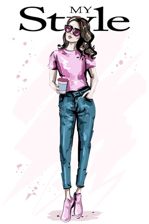 Vector muchacha hermosa que sostiene la taza de café.