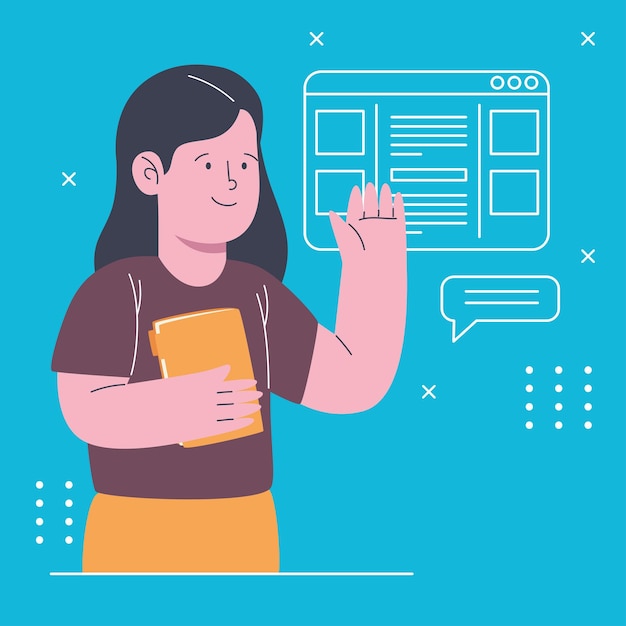 Vector mujer con documento de carpeta