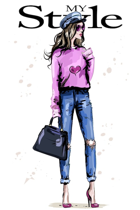 Vector mujer elegante en ropa de moda