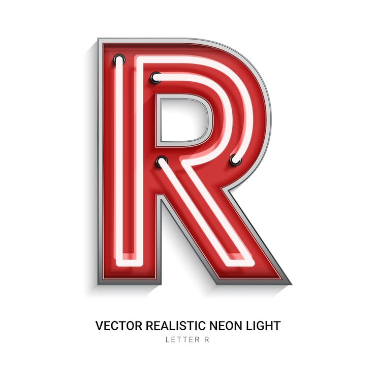 Vector neón letra r