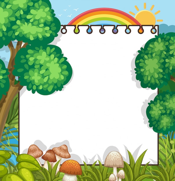 Vector una nota en blanco con escena de la naturaleza